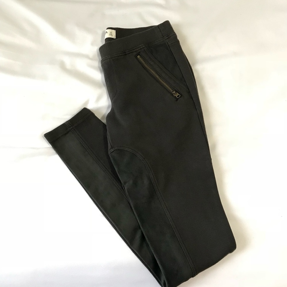Thick Grey Faux Suede Panel Leggings